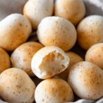 close-up of cheese bread balls inside a a bowl