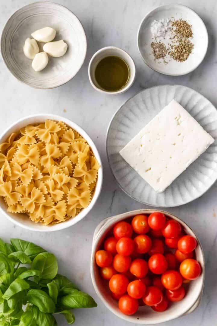 ingredients for baked feta pasta