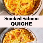 smoked salmon quiche on a round baking dish