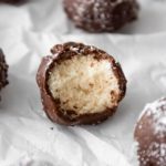 close up of chocolate coconut balls
