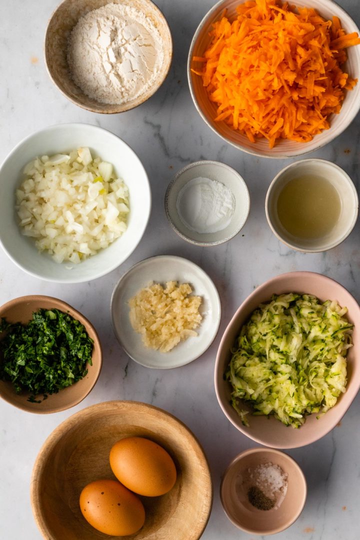 ingredients to make vegetable fritters