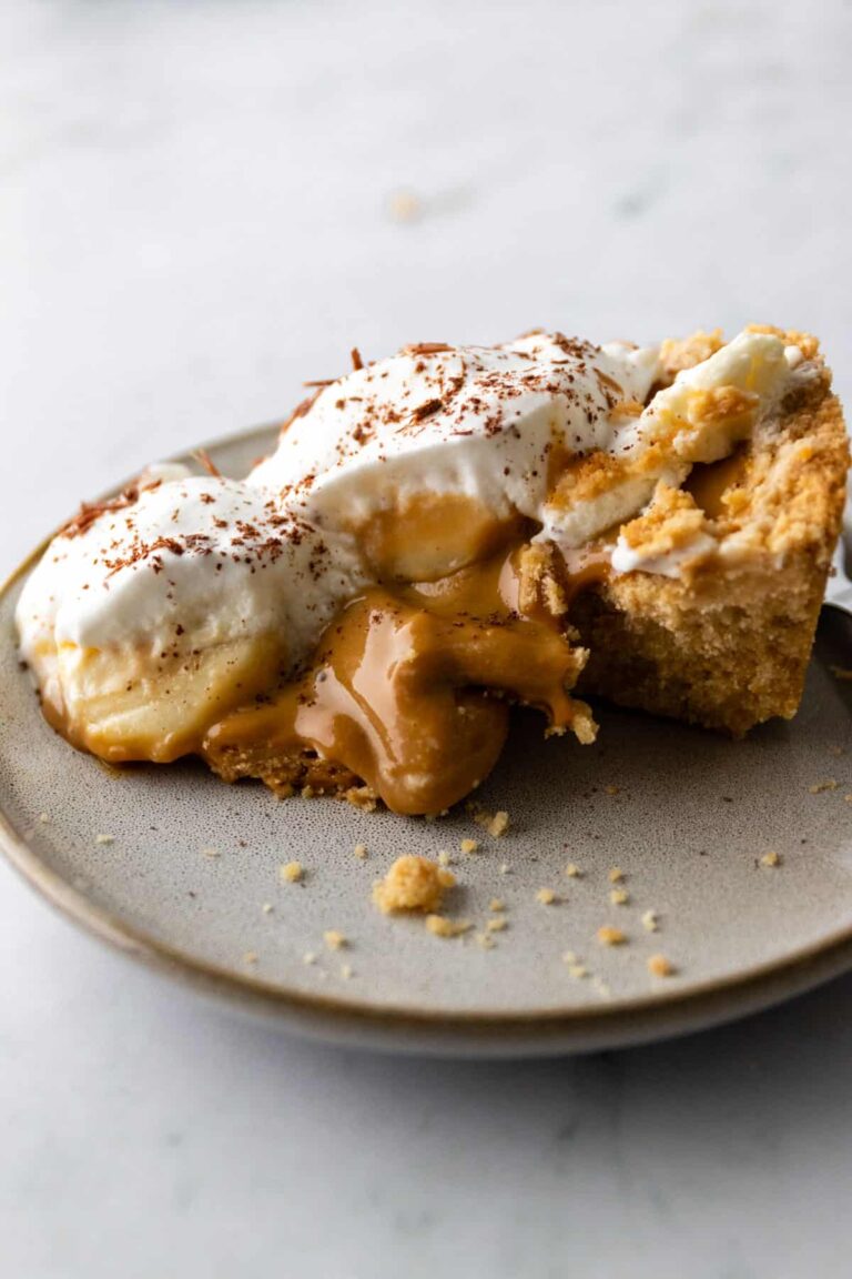 a plate with a slice of banoffee pie