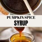 a jar and a sauce pan with pumpkin spice syrup