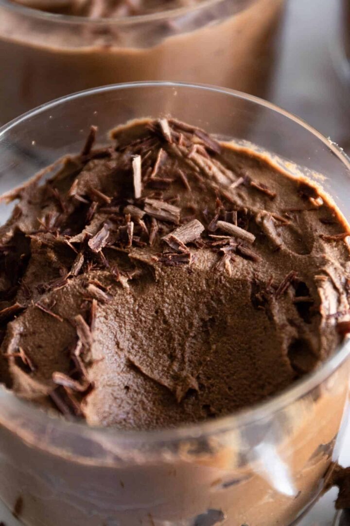 close up of chocolate mousse
