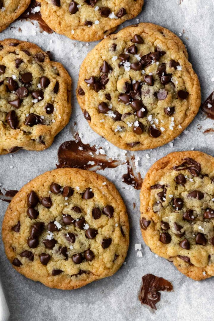 chocolate chip cookies on a baking tray