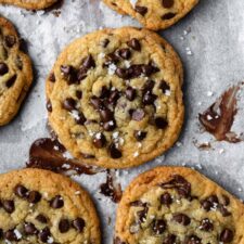 chocolate chip cookies on a baking tray