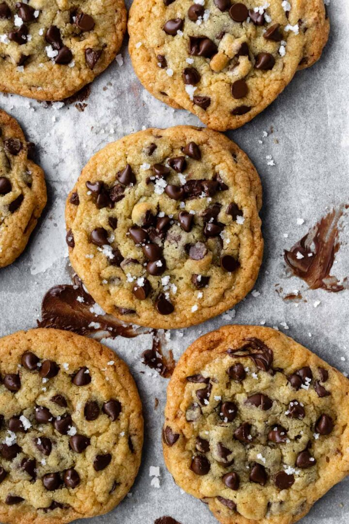 chocolate chip cookies on a baking tray