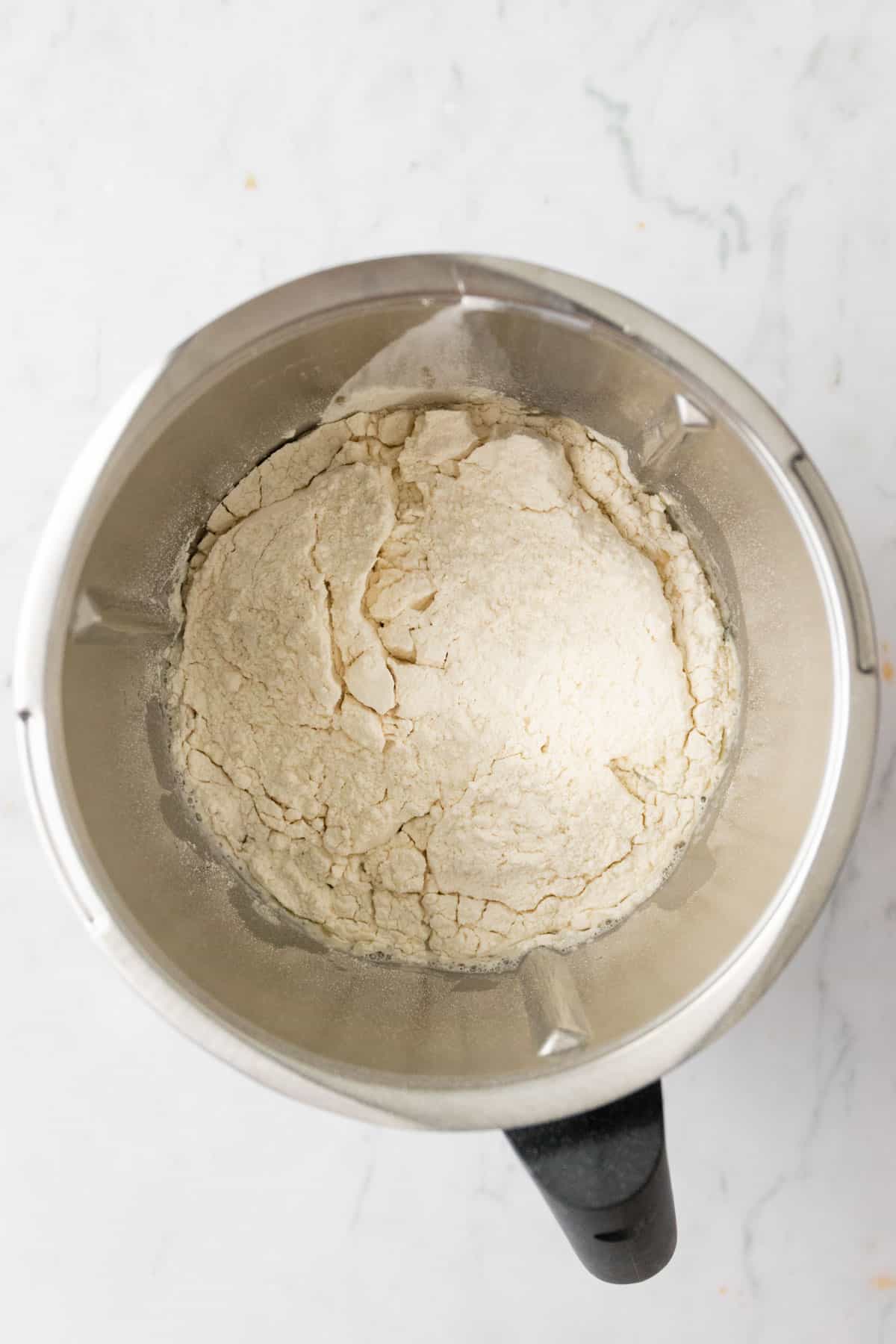all the ingredients inside the thermomix bowl before being blended