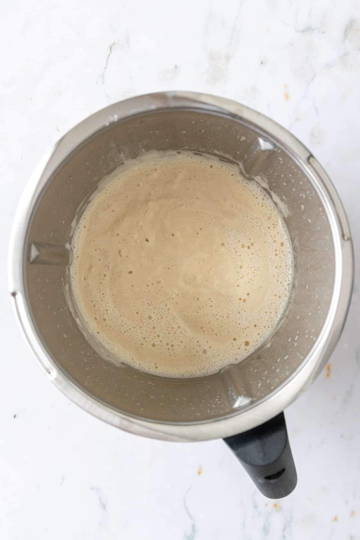 pancake batter inside the thermomix mixing bowl