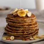 one plate with a stack of pancakes